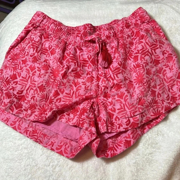 Vineyard Vines Linen Otomi Pull on Shorts with tassles! Palm pink color. - Picture 1 of 15